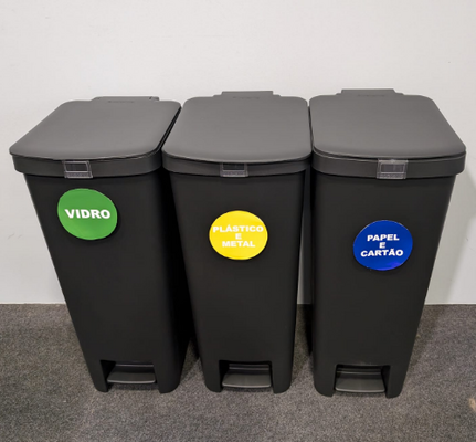 Ecoponto com Pedal 3x40L Cinza STEPUP 